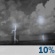 Thursday Night: Isolated showers and thunderstorms before 8pm.  Mostly clear, with a low around 77. Northwest wind around 5 mph becoming east southeast after midnight.  Chance of precipitation is 10%.